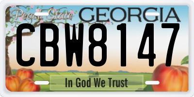 GA license plate CBW8147