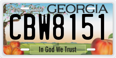 GA license plate CBW8151