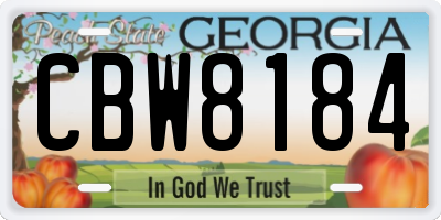 GA license plate CBW8184