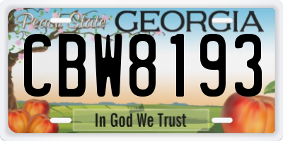 GA license plate CBW8193
