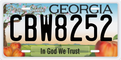 GA license plate CBW8252