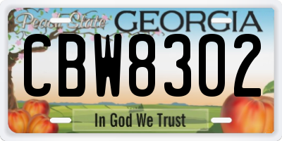 GA license plate CBW8302