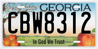 GA license plate CBW8312