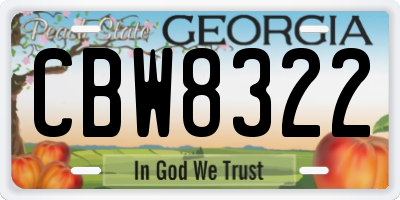 GA license plate CBW8322