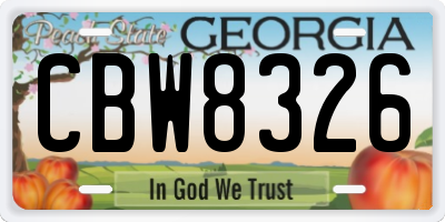 GA license plate CBW8326