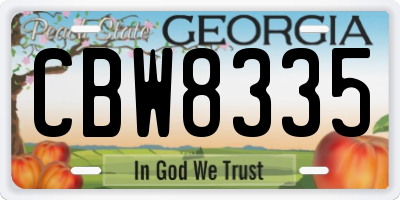 GA license plate CBW8335