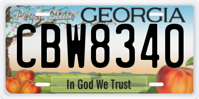 GA license plate CBW8340