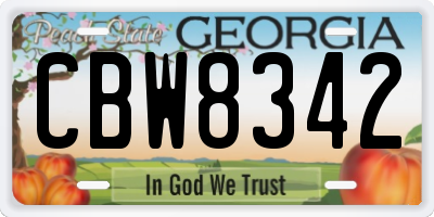 GA license plate CBW8342