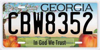 GA license plate CBW8352