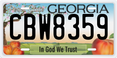GA license plate CBW8359