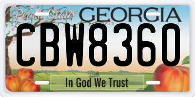 GA license plate CBW8360