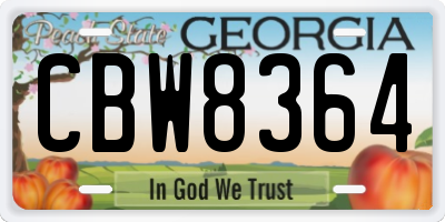 GA license plate CBW8364