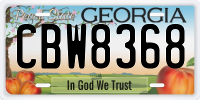 GA license plate CBW8368