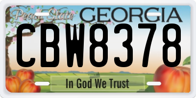 GA license plate CBW8378