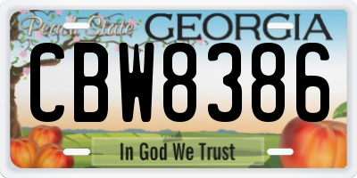 GA license plate CBW8386