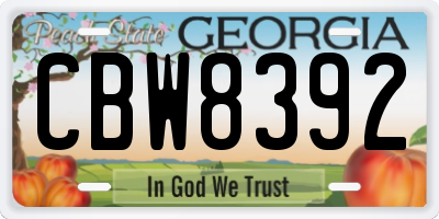 GA license plate CBW8392