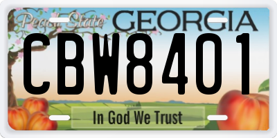 GA license plate CBW8401