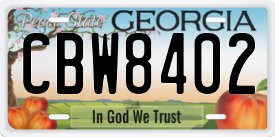 GA license plate CBW8402