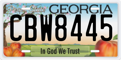 GA license plate CBW8445