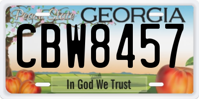 GA license plate CBW8457