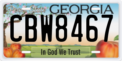 GA license plate CBW8467
