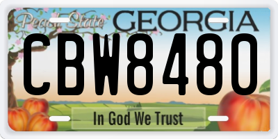 GA license plate CBW8480