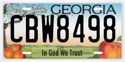GA license plate CBW8498