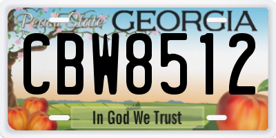 GA license plate CBW8512