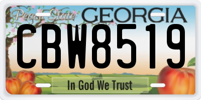 GA license plate CBW8519