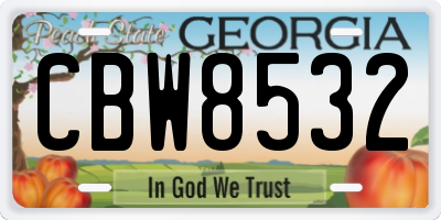 GA license plate CBW8532