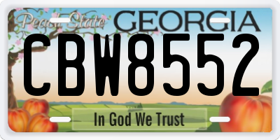 GA license plate CBW8552