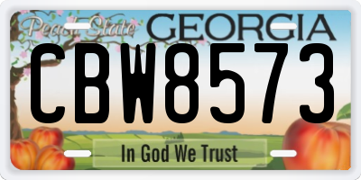GA license plate CBW8573