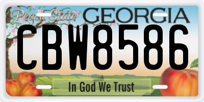 GA license plate CBW8586