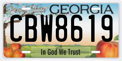 GA license plate CBW8619