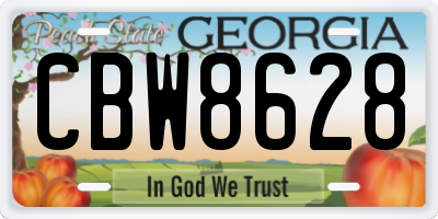 GA license plate CBW8628