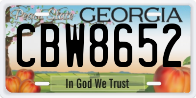 GA license plate CBW8652