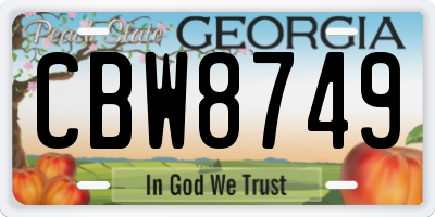 GA license plate CBW8749
