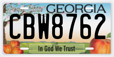 GA license plate CBW8762