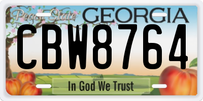 GA license plate CBW8764