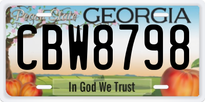GA license plate CBW8798