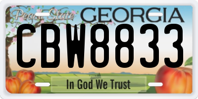 GA license plate CBW8833