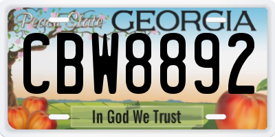 GA license plate CBW8892