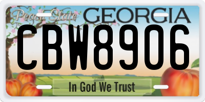 GA license plate CBW8906
