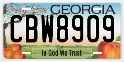 GA license plate CBW8909