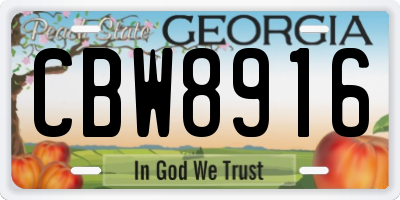 GA license plate CBW8916