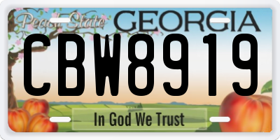 GA license plate CBW8919
