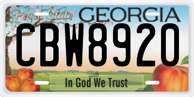 GA license plate CBW8920