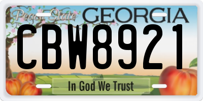GA license plate CBW8921
