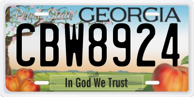 GA license plate CBW8924