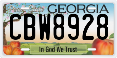 GA license plate CBW8928